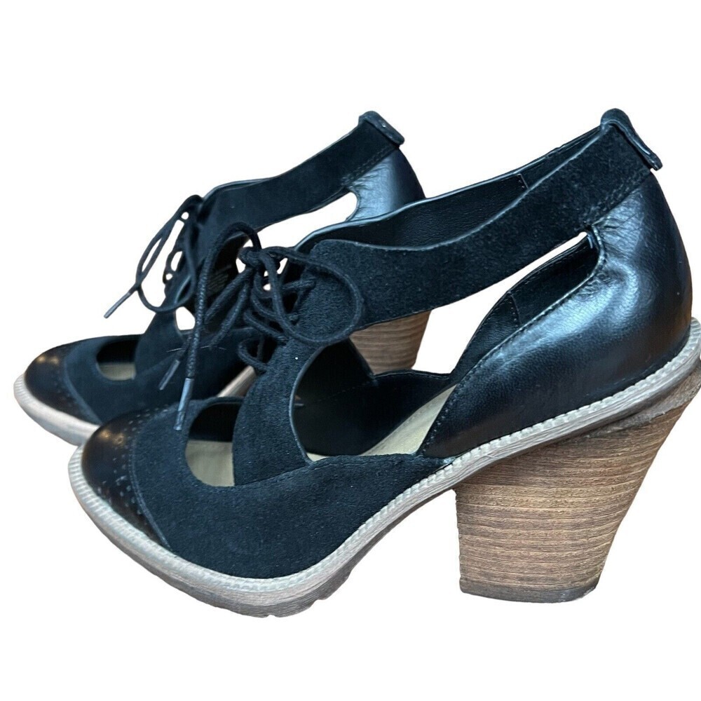 Kenneth Cole Kit N Cute Reaction Heels Lace Up leather‎ Bootie Y2K Shoes Size 8M